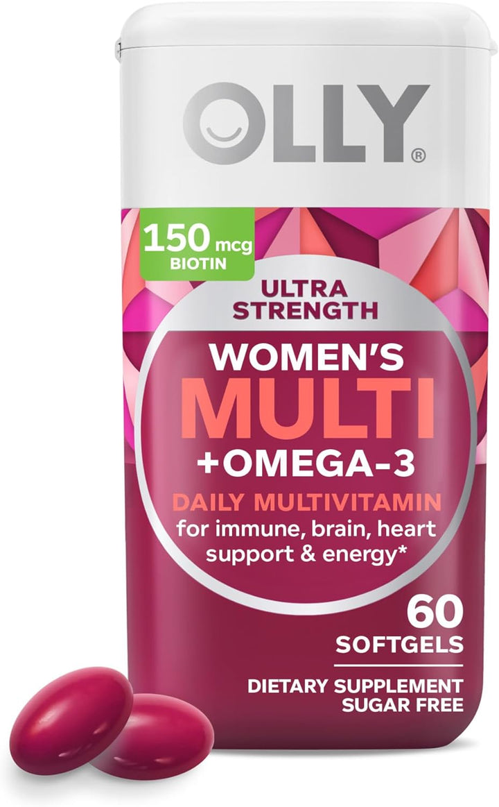 OLLY Ultra Women'S Multi Softgels + Extra Strength Elderberry Gummies, 60 Count Immune Support Vitamin Bundle