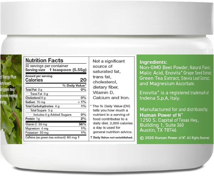 Humann Superbeets Energy plus with Grape Seed Extract - Includes Beet Root Powder, Green Tea Extract, Caffeine, Vitamin C - #1 Pharmacist Recommended - Non-Gmo Superfood Supplement - 5.87Oz