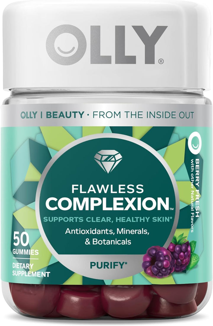 OLLY Women'S Multi + Omega-3 Ultra Strength Softgels and Flawless Complexion Berry Gummies - 60 Count and 50 Count