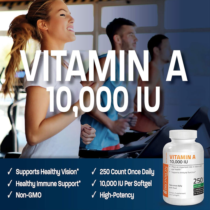 Bronson Vitamin a 10,000 IU Premium Non-Gmo Formula Supports Healthy Vision & Immune System and Healthy Growth & Reproduction, 250 Softgels