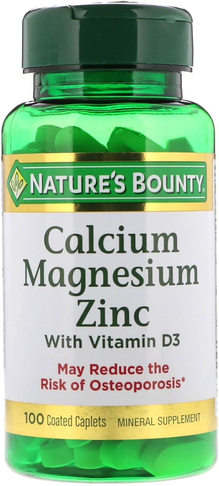 Nature'S Bounty Calcium Magnesium & Zinc Caplets, Immune & Supporting Bone Health, 100 Count