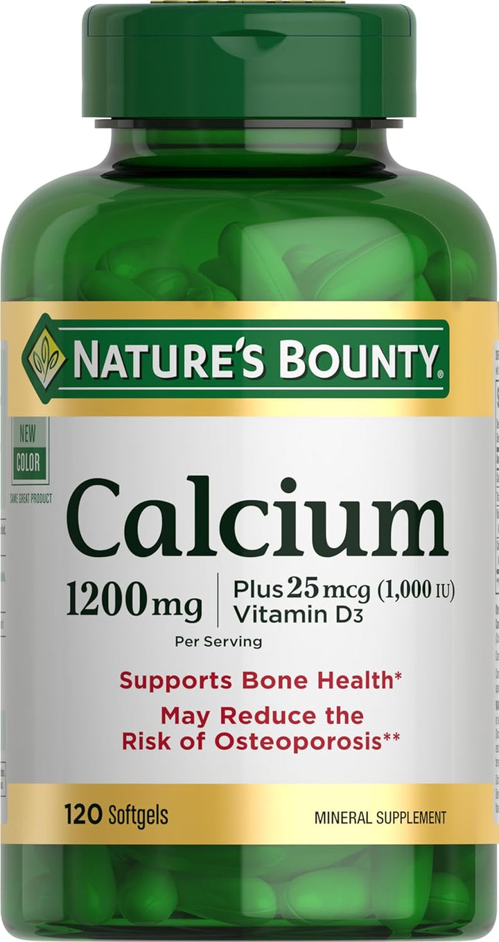Nature'S Bounty Calcium plus 1000 IU Vitamin D3, Immune Support & Bone Health, Softgels, 120 Ct (2-Pack)