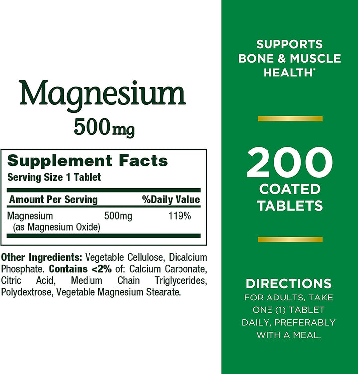 Nature'S Bounty Magnesium 500 Mg Tablets 100 Ea