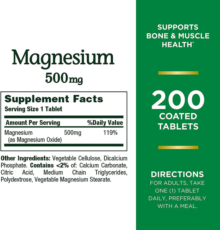 Nature'S Bounty Magnesium 500 Mg Tablets 100 Ea (Pack of 10)