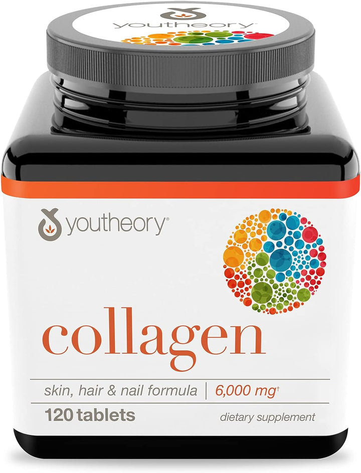 Youtheory Collagen with Vitamin C, Advanced Hydrolyzed Formula for Optimal Absorption, Skin, Hair, Nails and Joint Support, 120 Supplements