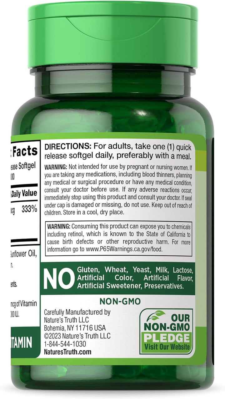 Vitamin a 10000 IU Softgels | 100 Count | Non-Gmo, Gluten Free Supplement | by Nature'S Truth