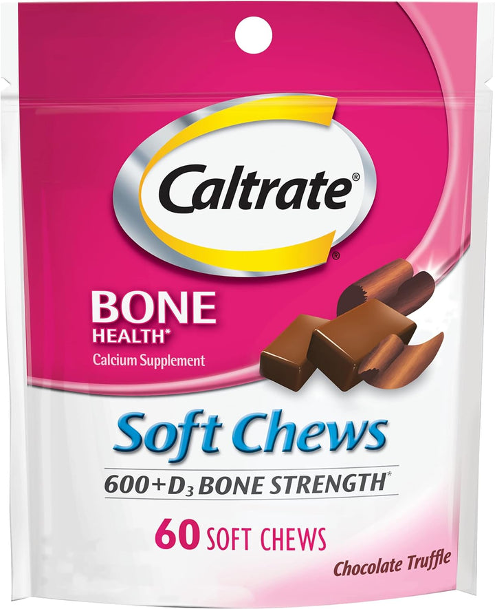 Caltrate Soft Chews 600 plus D3 Calcium Vitamin D Supplement, Vanilla Creme - 60 Count