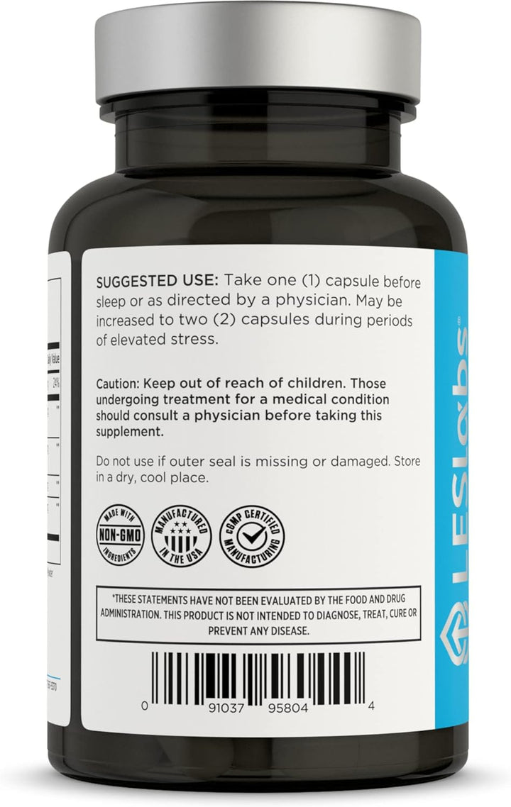 LES Labs Cortisol Health – Stress Relief, Balanced Cortisol Response, Relaxation & Deep Sleep – Phosphatidylserine, Magnesium, Magnolia Bark, Rhodiola Rosea & Ashwagandha – Non-Gmo – 60 Capsules