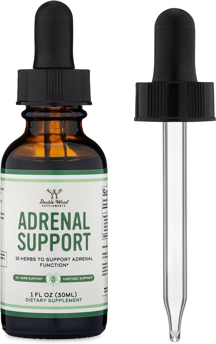 Adrenal Support Supplements (Liquid Drops) - 10 Organic Adaptogens for Adrenal Fatigue (One Month Supply) Cortisol Manager for Stress Relief (10 Apoptogenic Herbs for Adrenal Health) by Double Wood