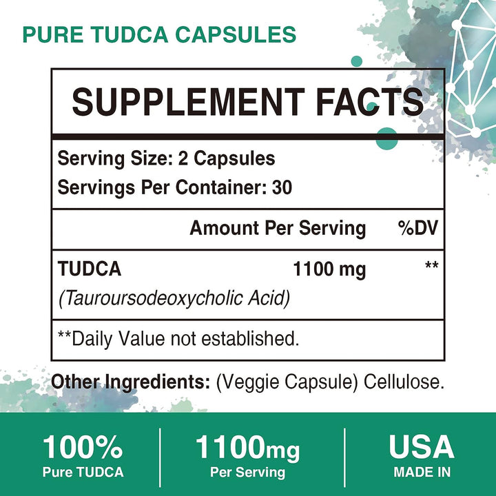 TUDCA Supplements 1100Mg, TUDCA Liver Supplement for Liver Cleanse Detox and Repair, Ultra Strength Bile Salt Liver Support, 120 Capsules (Pack of 2)