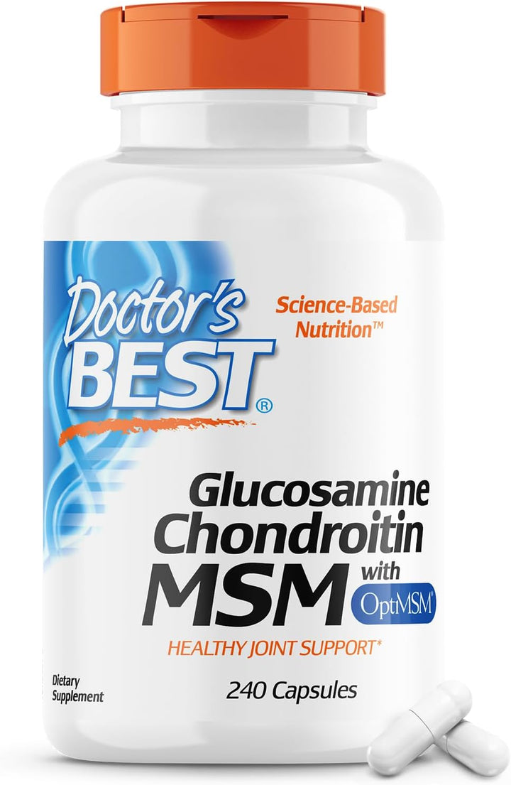 Doctor'S Best Glucosamine Chondroitin Msm with Optimsm Capsules, Supports Healthy Joint Structure, Function & Comfort, Non-Gmo, Gluten Free, Soy Free, 120 Count (Pack of 1)